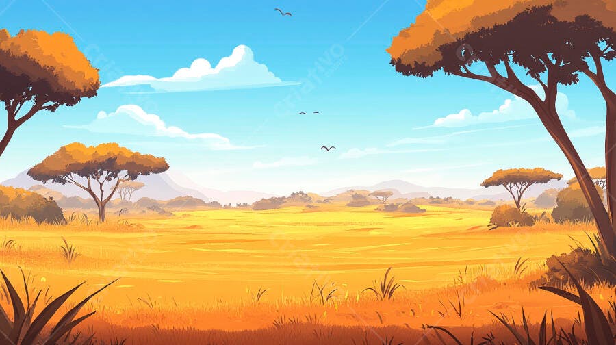 Savana Africana sob Céu Azul