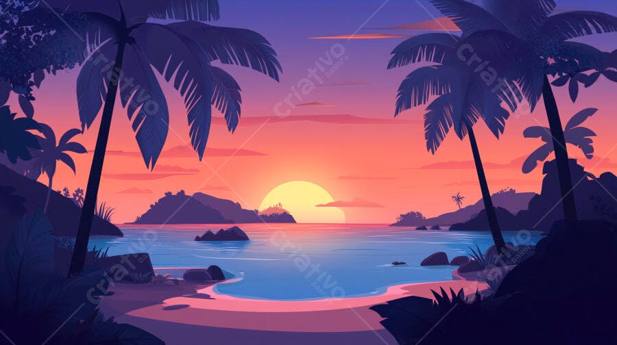 Pôr do sol tropical praia paradisíaca