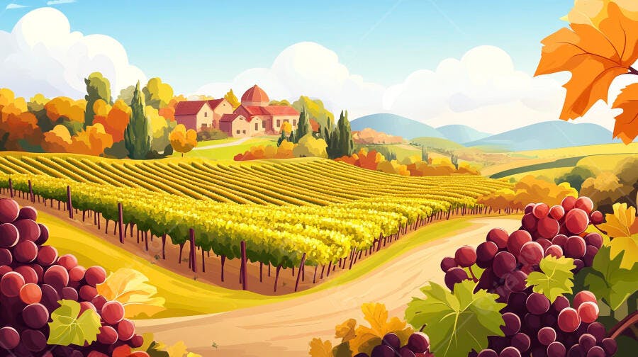 Vinhedo Outono Paisagem Rural