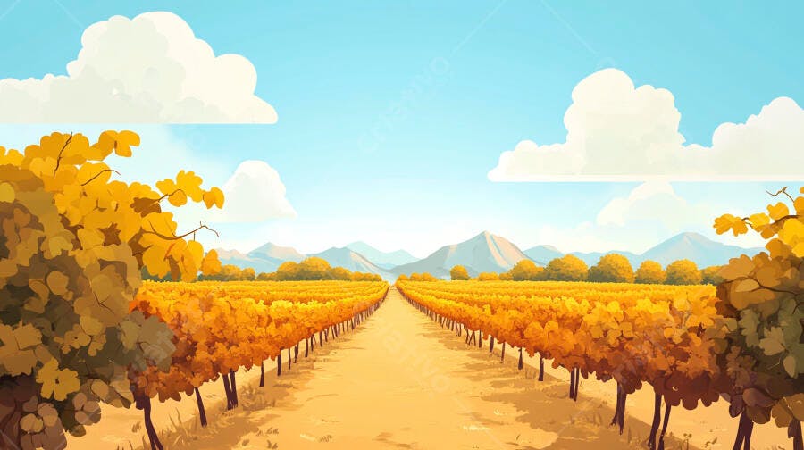 Vinhedo Outono Dourado Paisagem