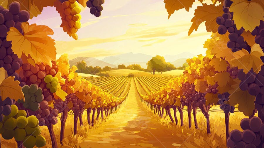 Vinhedo Outono Dourado Paisagem