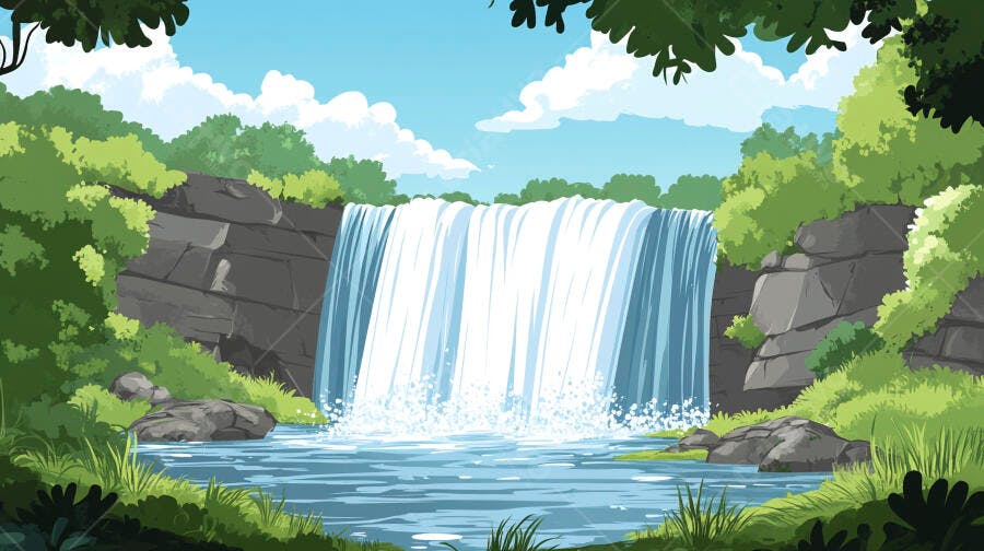 Cachoeira exuberante em floresta verde