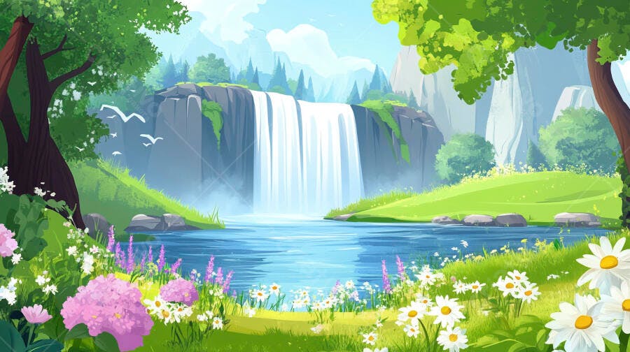 Cachoeira em cenário natural exuberante