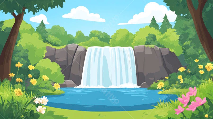 Cachoeira em floresta verdejante