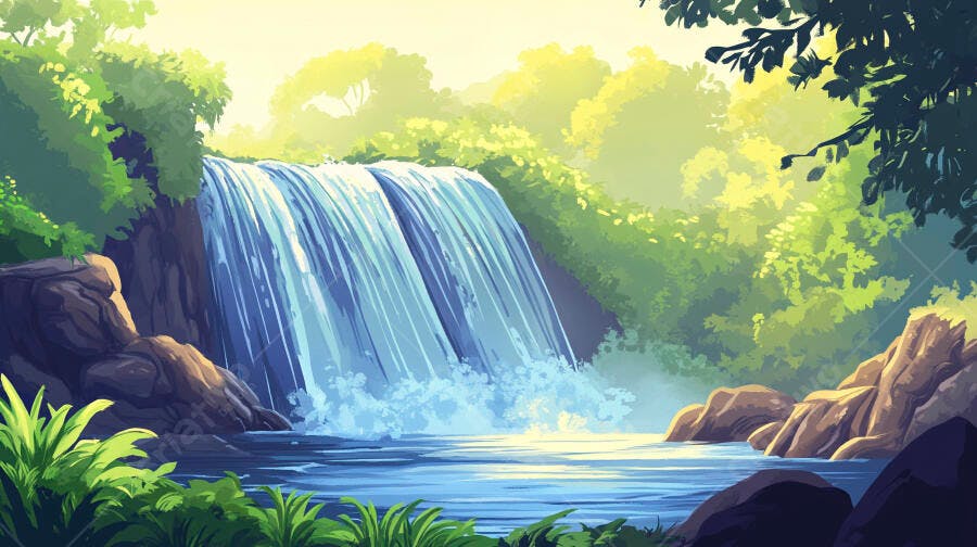 Cachoeira exuberante em floresta tropical