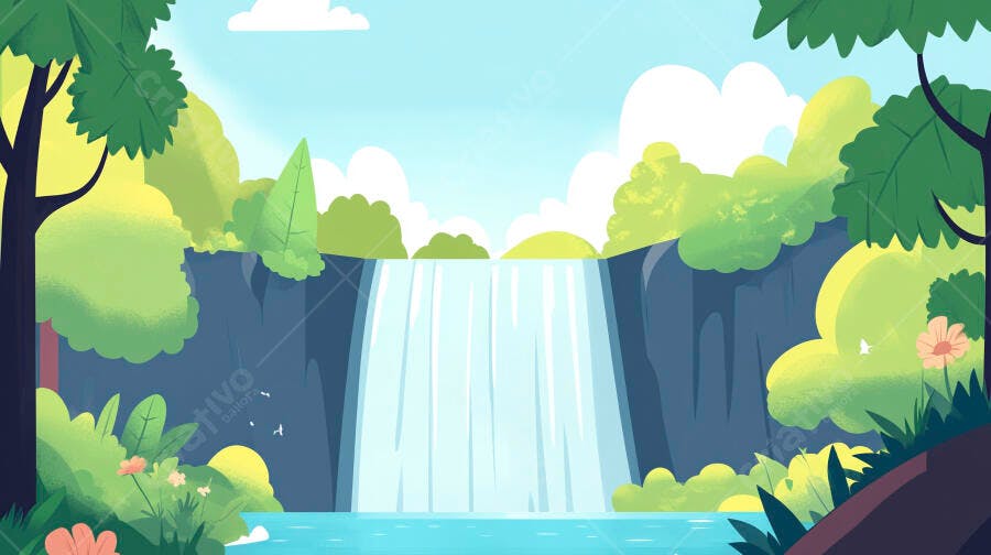 Cachoeira exuberante em floresta tropical