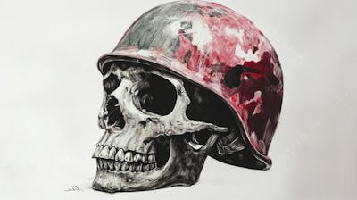 Crânio com Capacete Militar