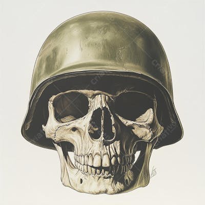 Crânio com Capacete Militar