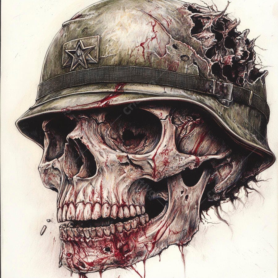 Crânio de Soldado com Caco de Casco
