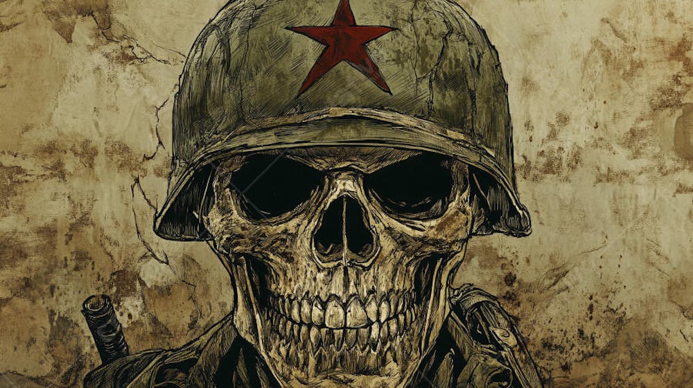 Crânio com Capacete Militar