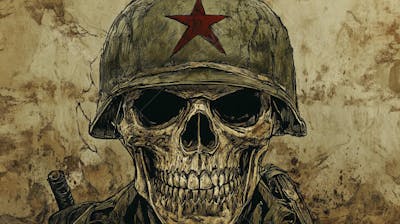 Crânio com Capacete Militar