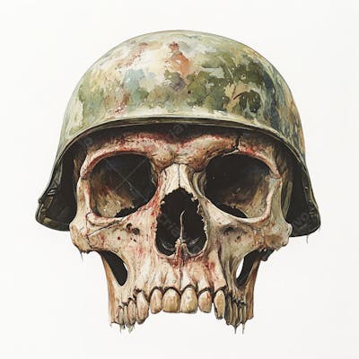 Crânio com Capacete Militar