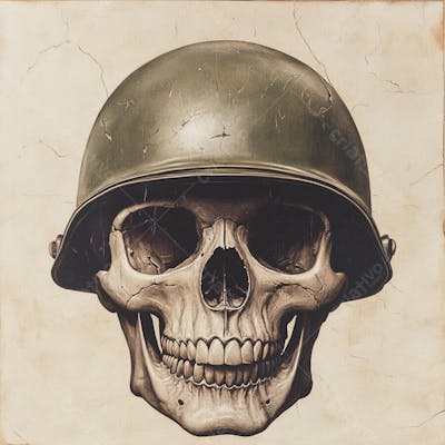 Crânio com Capacete Militar