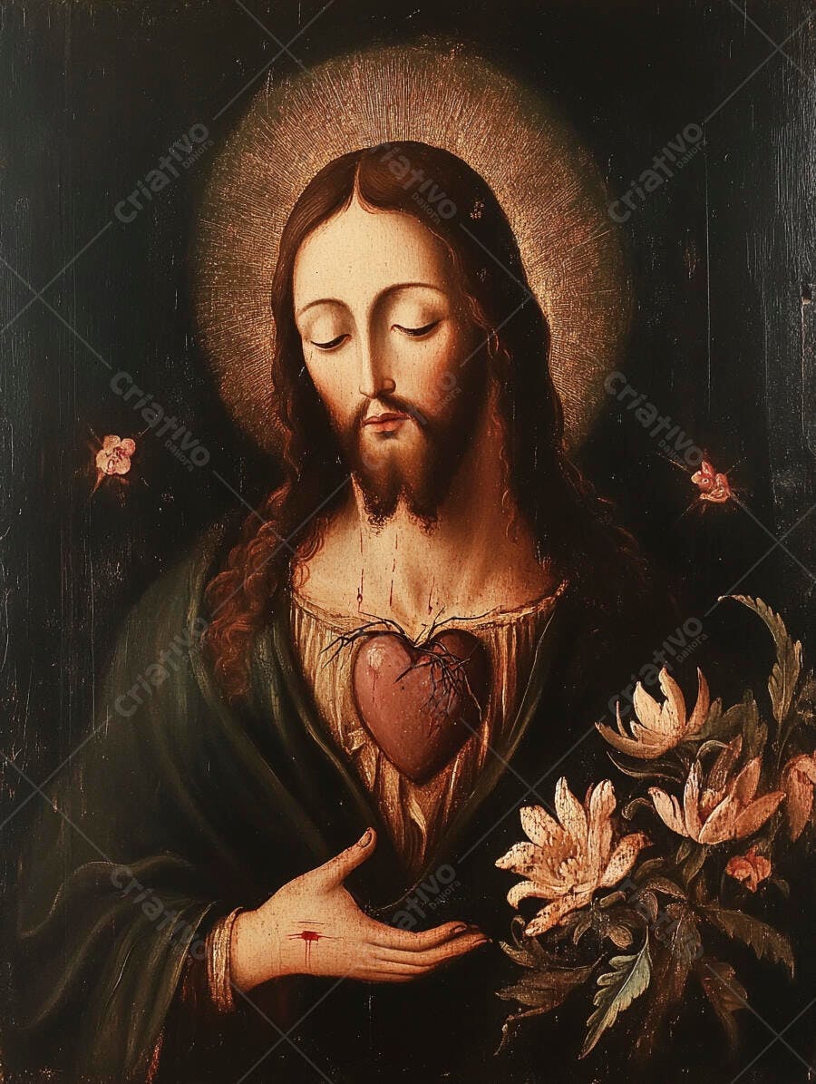 Sagrado Coração de Jesus pintura barroca
