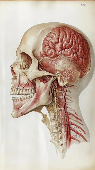 Ilustração Anatômica de Caveira Vintage