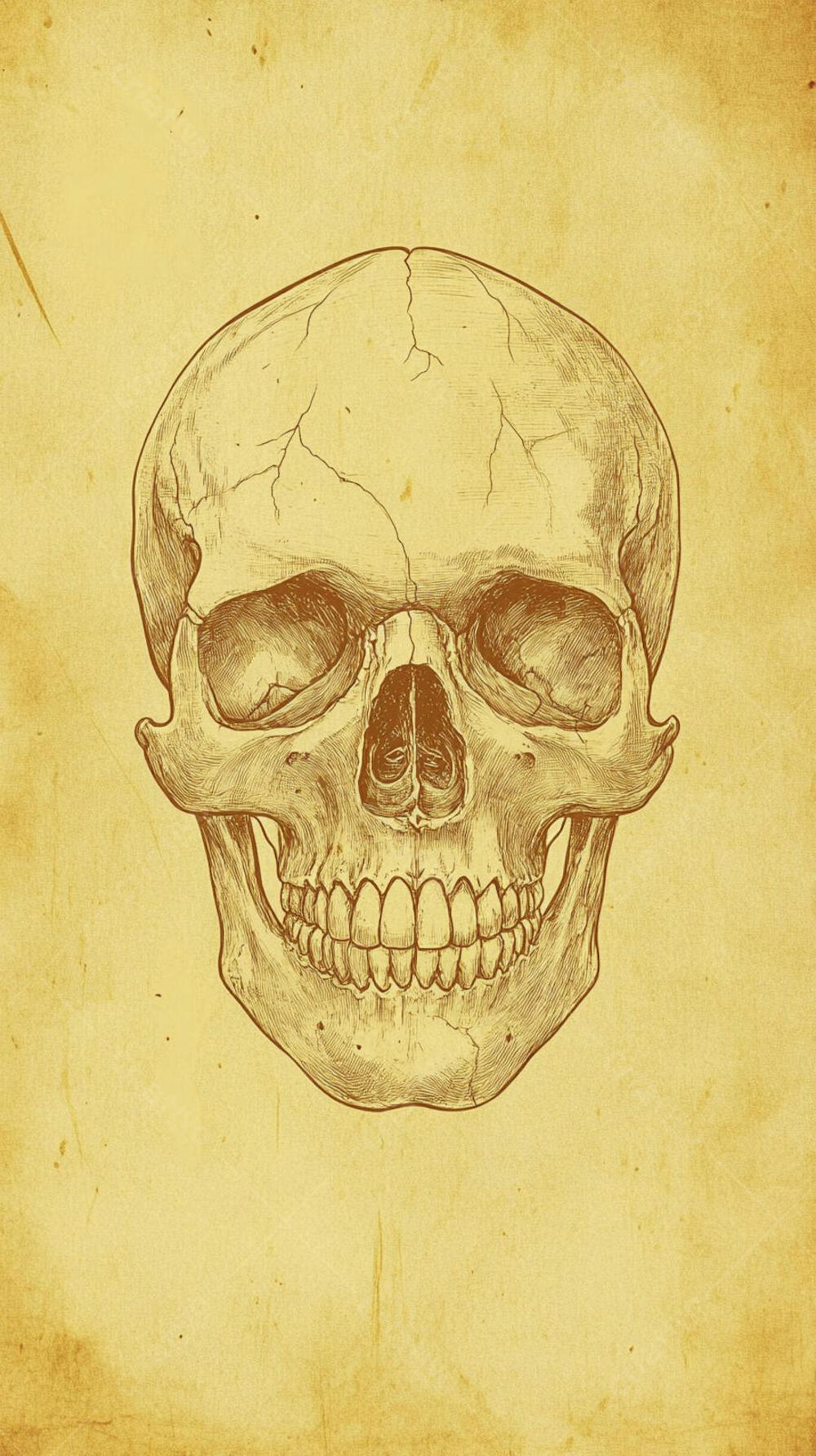 Ilustração Anatômica de Caveira Vintage