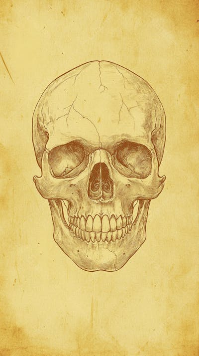 Ilustração Anatômica de Caveira Vintage