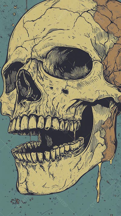 Ilustração Anatômica de Caveira Vintage