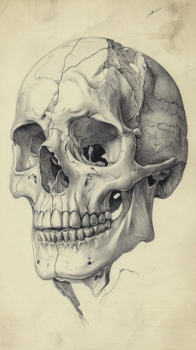 Ilustração Anatômica de Caveira Vintage