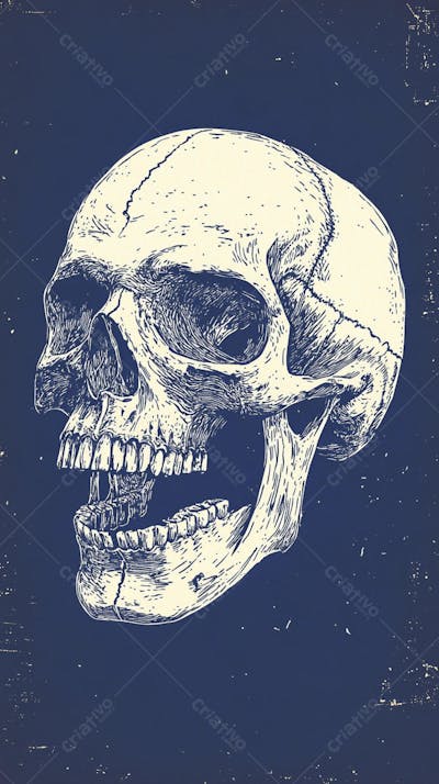 Ilustração Anatômica de Caveira Vintage