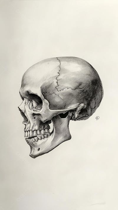 Ilustração Anatômica de Caveira Vintage