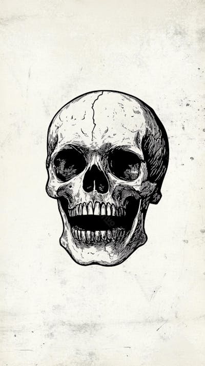 Ilustração Anatômica de Caveira Vintage
