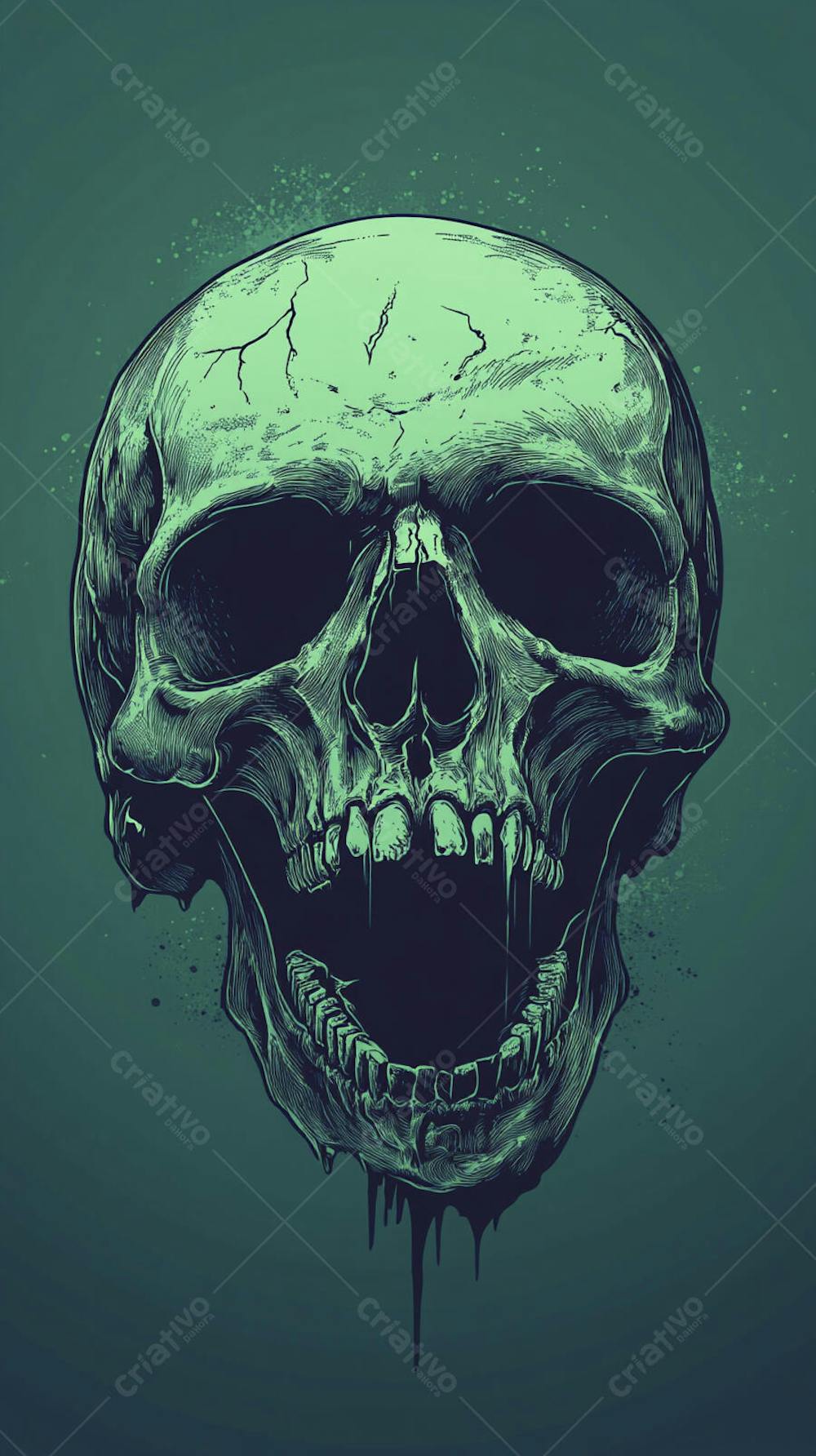 Ilustração Anatômica de Caveira Vintage