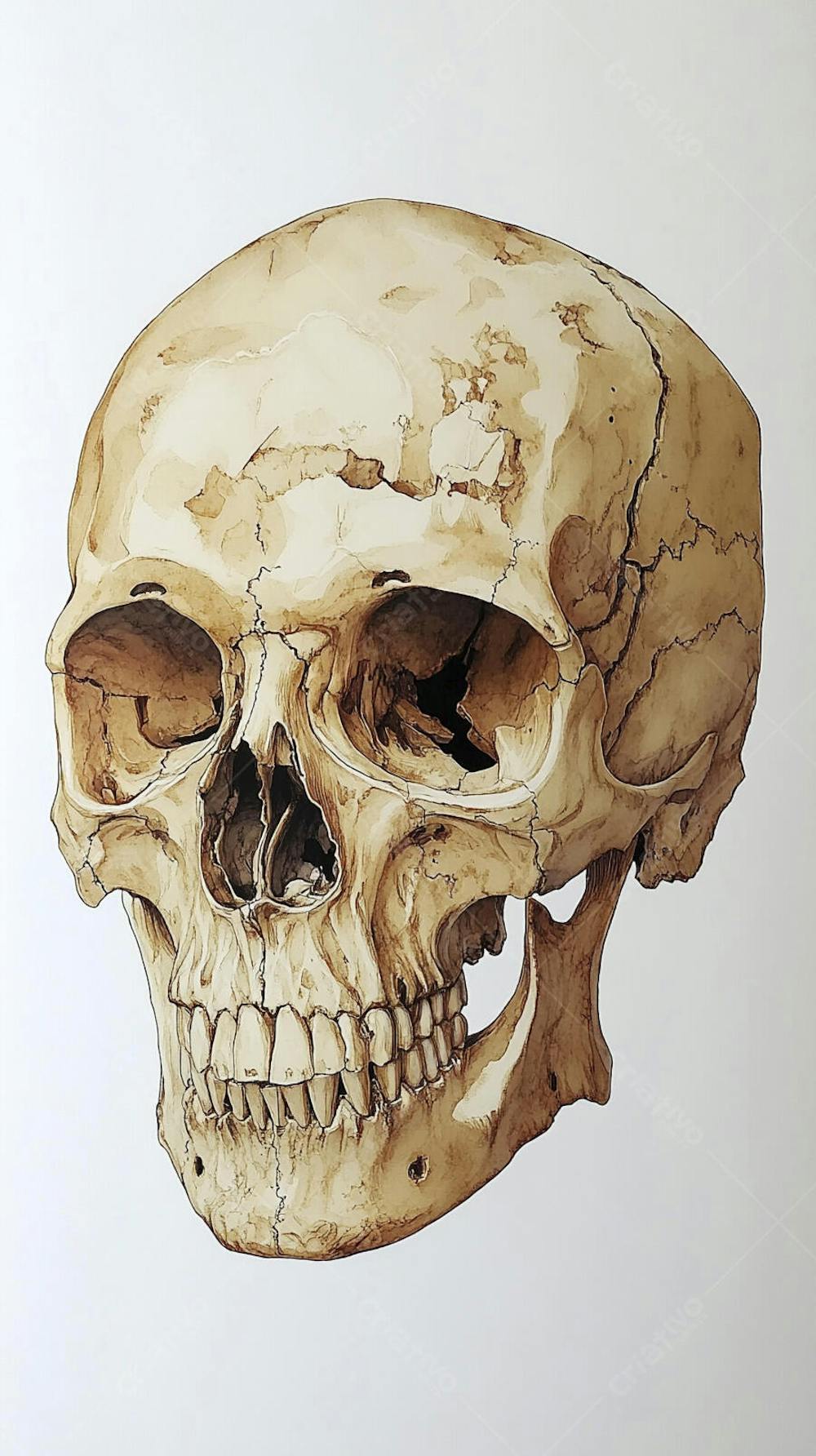 Ilustração Anatômica de Caveira Vintage