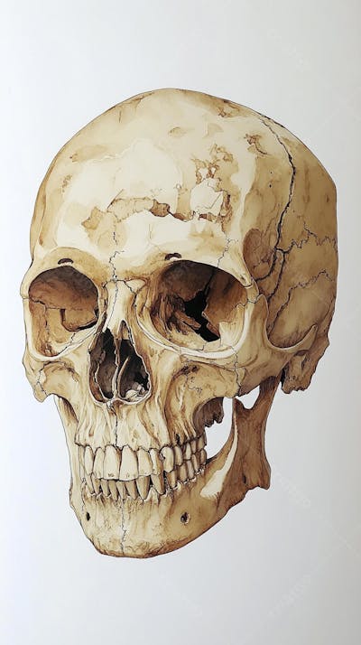 Ilustração Anatômica de Caveira Vintage