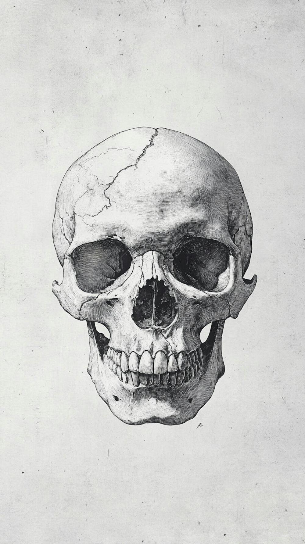 Ilustração Anatômica de Caveira Vintage