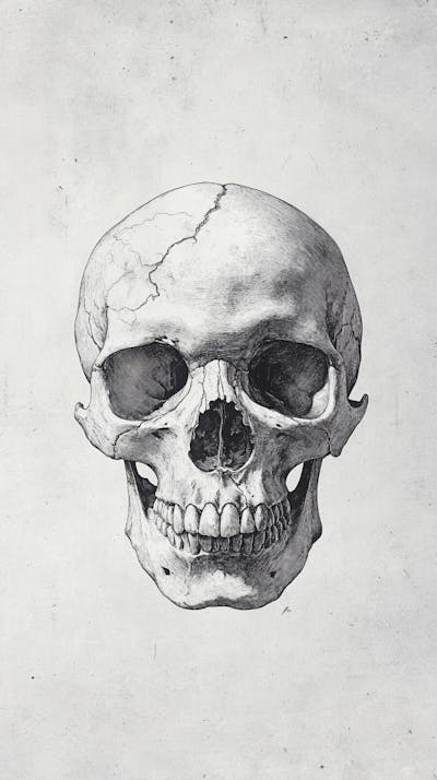 Ilustração Anatômica de Caveira Vintage