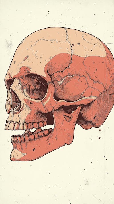Ilustração Anatômica de Caveira Vintage