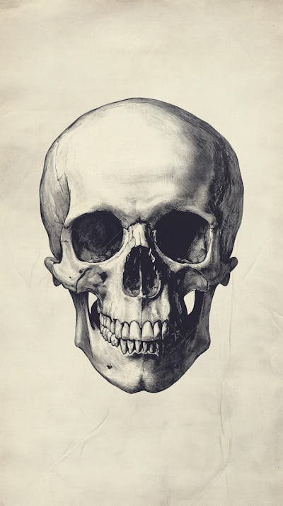 Ilustração Anatômica de Caveira Vintage