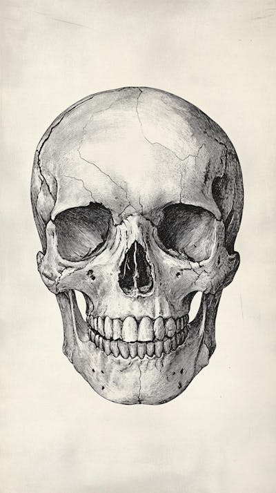 Ilustração Anatômica de Caveira Vintage