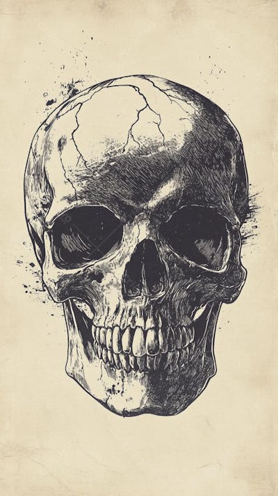 Ilustração Anatômica de Caveira Vintage