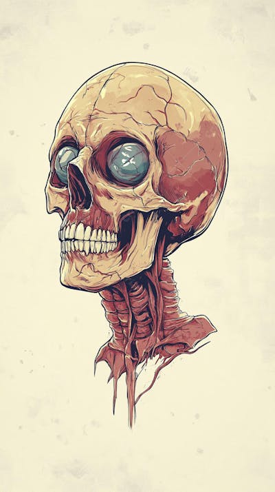 Ilustração Anatômica de Caveira Vintage