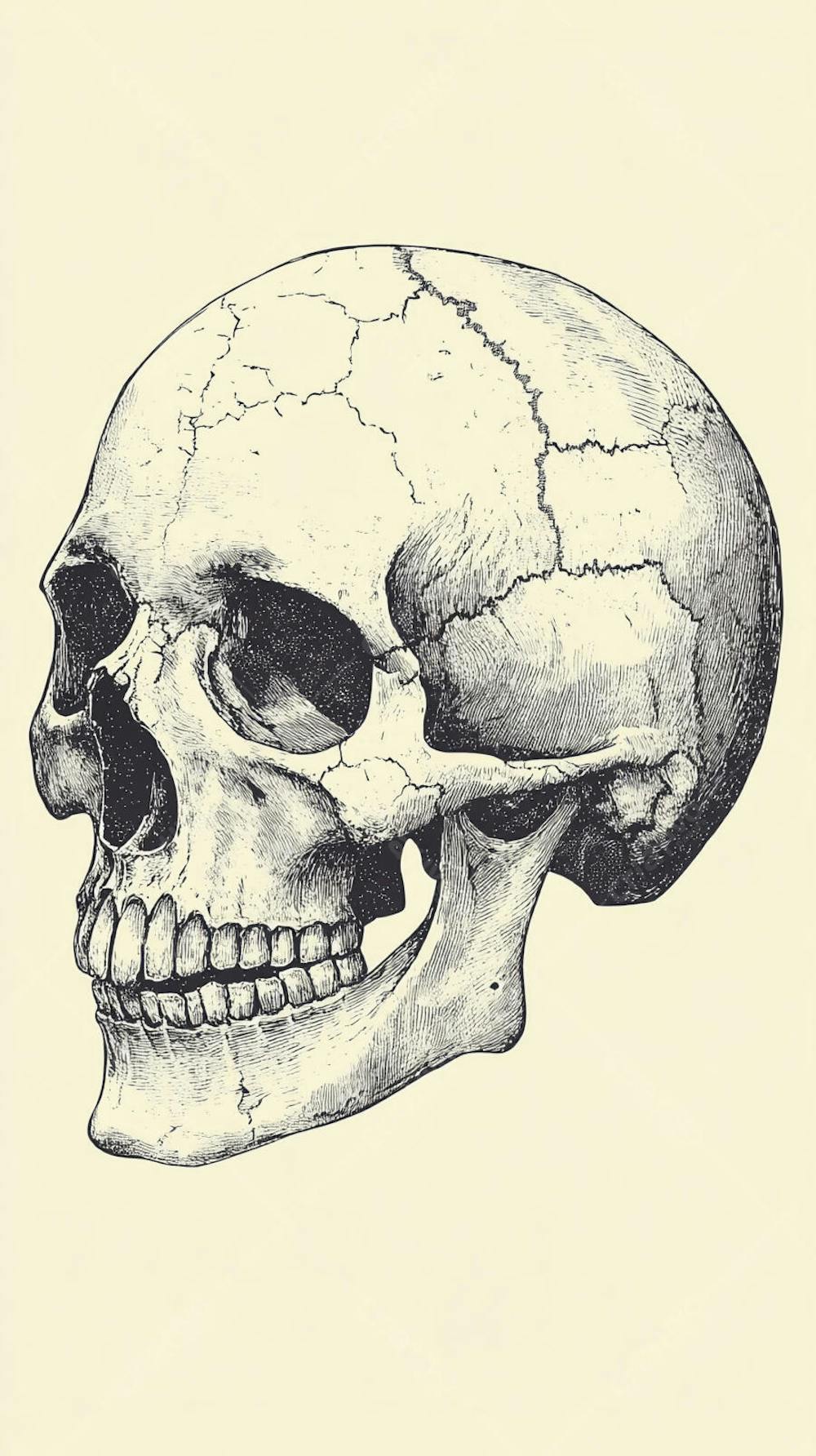 Ilustração Anatômica de Caveira Vintage