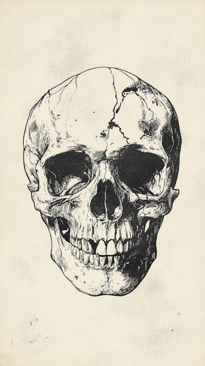 Ilustração Anatômica de Caveira Vintage