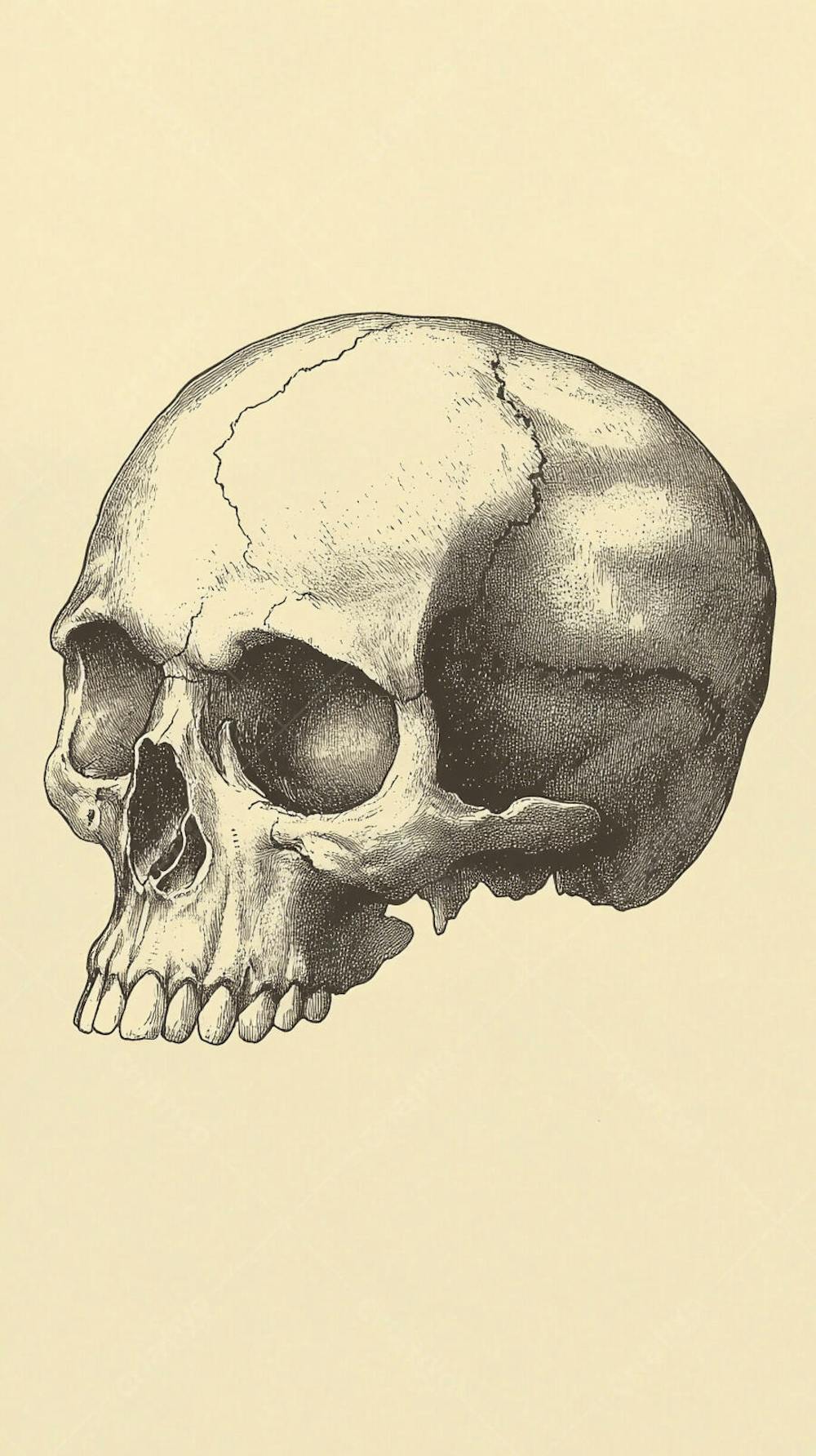 Ilustração Anatômica de Caveira Vintage