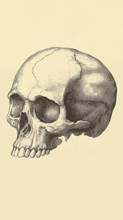 Ilustração Anatômica de Caveira Vintage