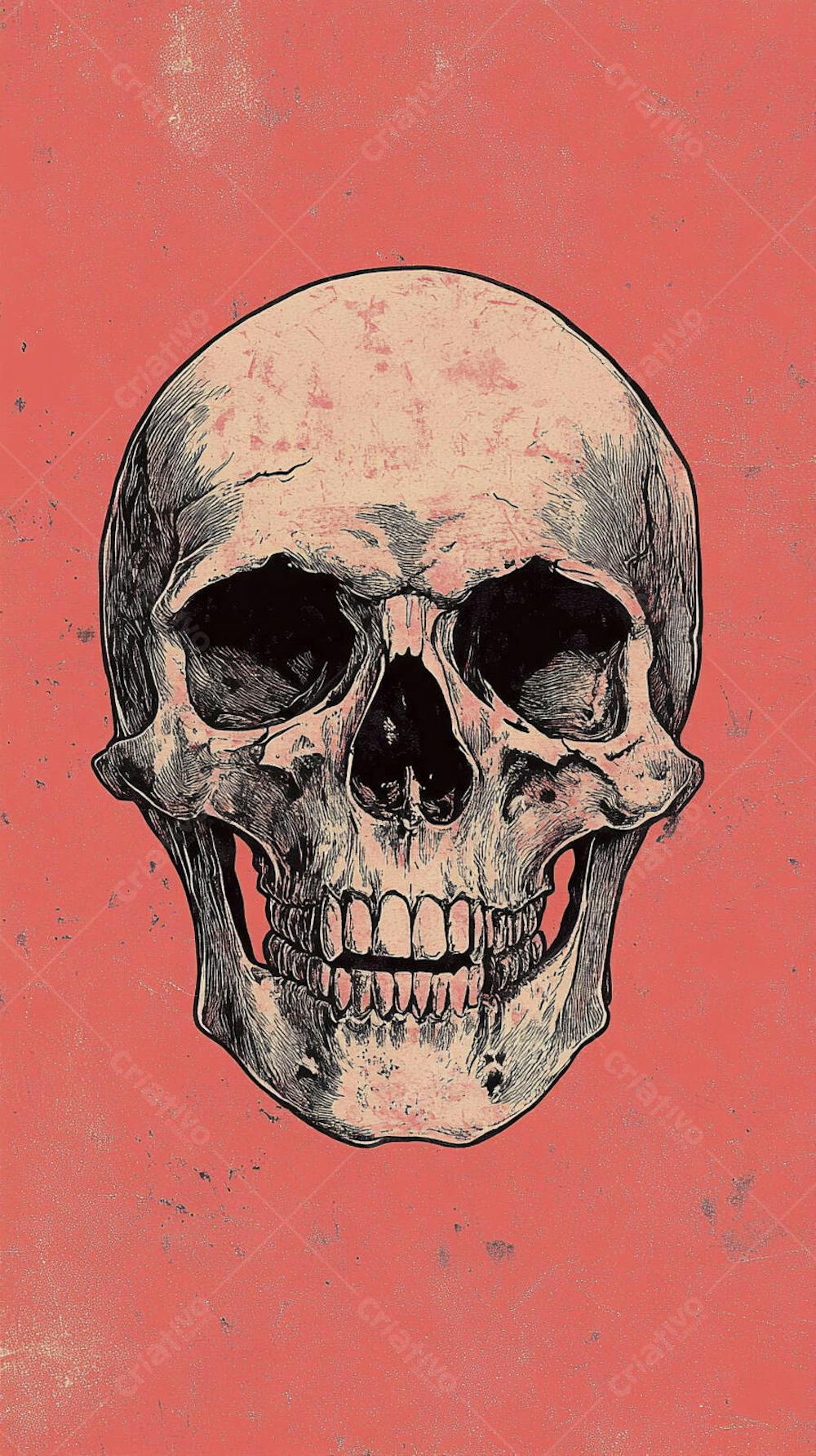 Ilustração Anatômica de Caveira Vintage