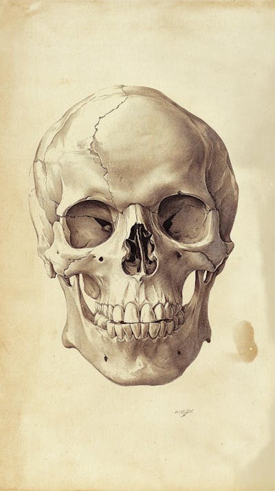 Ilustração Anatômica de Caveira Vintage