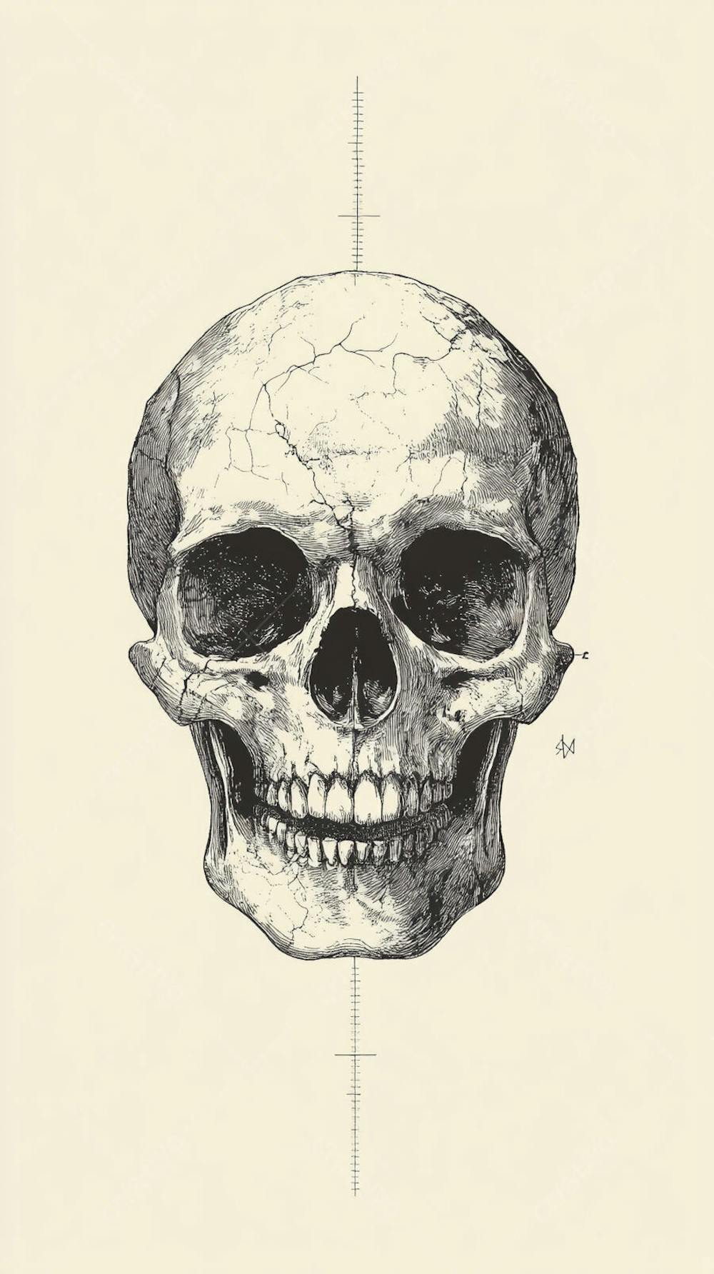 Ilustração Anatômica de Caveira Vintage