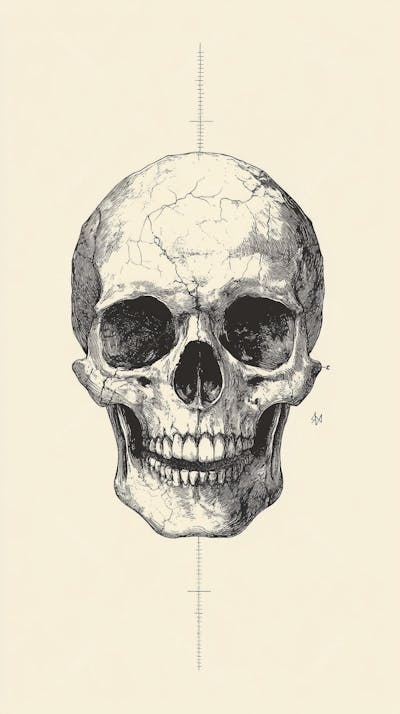 Ilustração Anatômica de Caveira Vintage