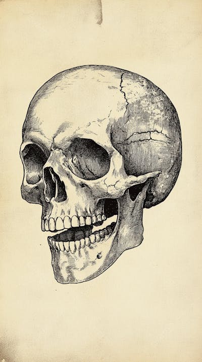 Ilustração Anatômica de Caveira Vintage