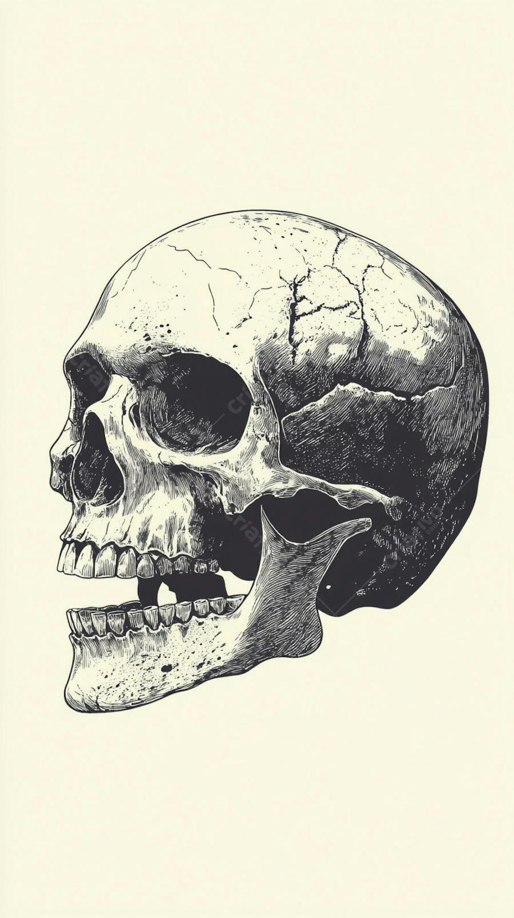 Ilustração Anatômica de Caveira Vintage