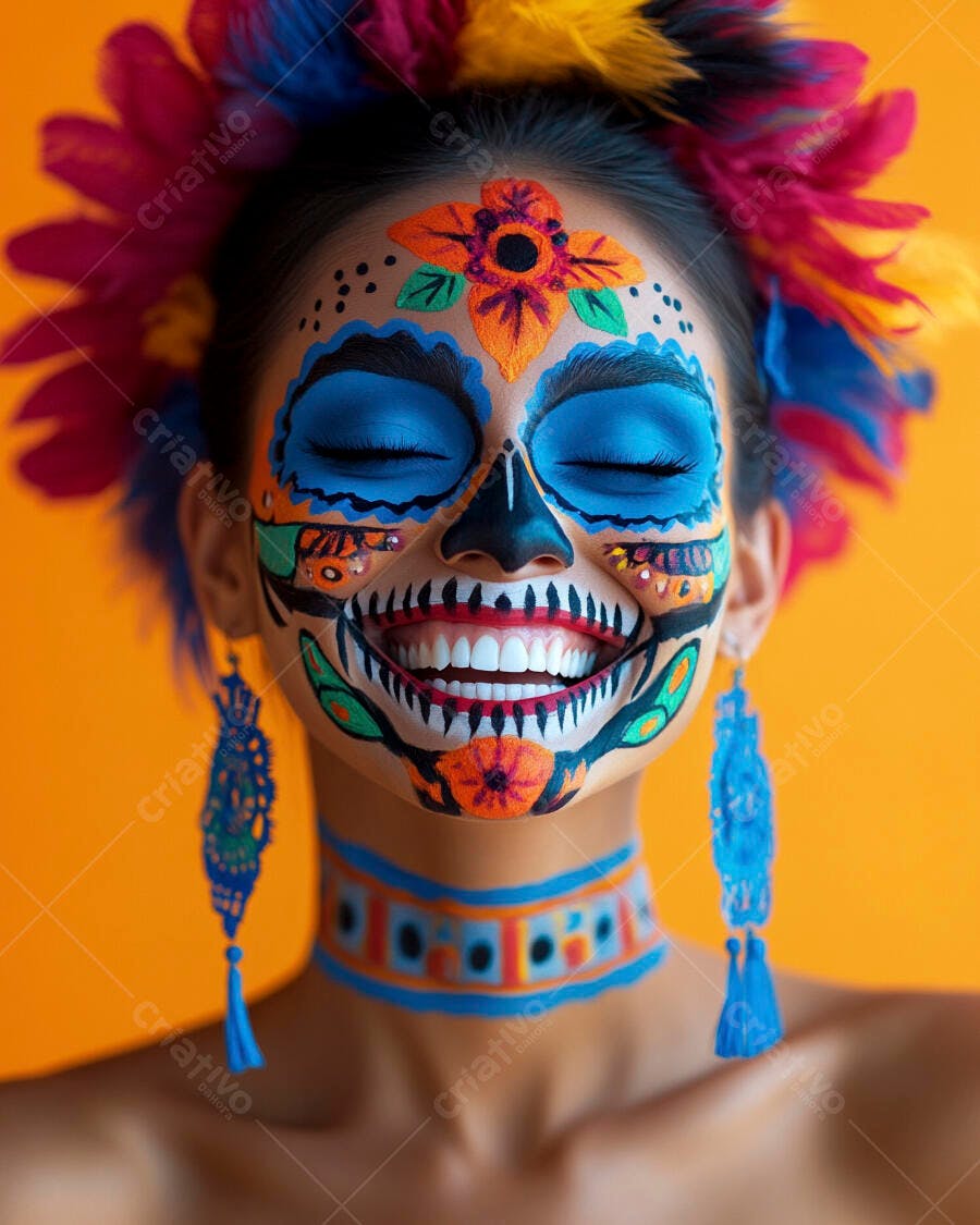 Maquiagem Dia dos Mortos mulher sorrindo