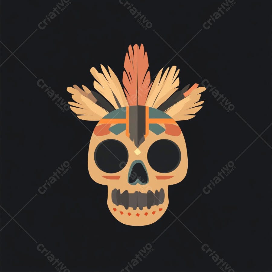 Caveira com Penas estilo Tribal