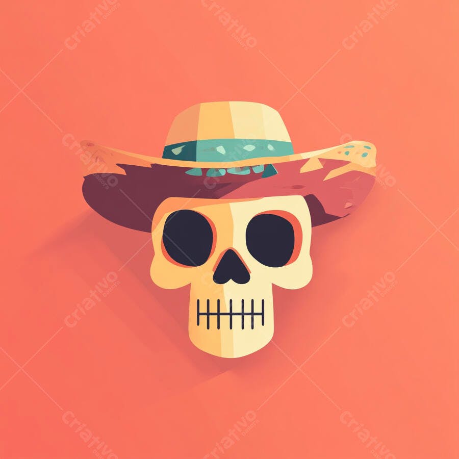 Caveira com chapéu mexicano Dia dos Mortos