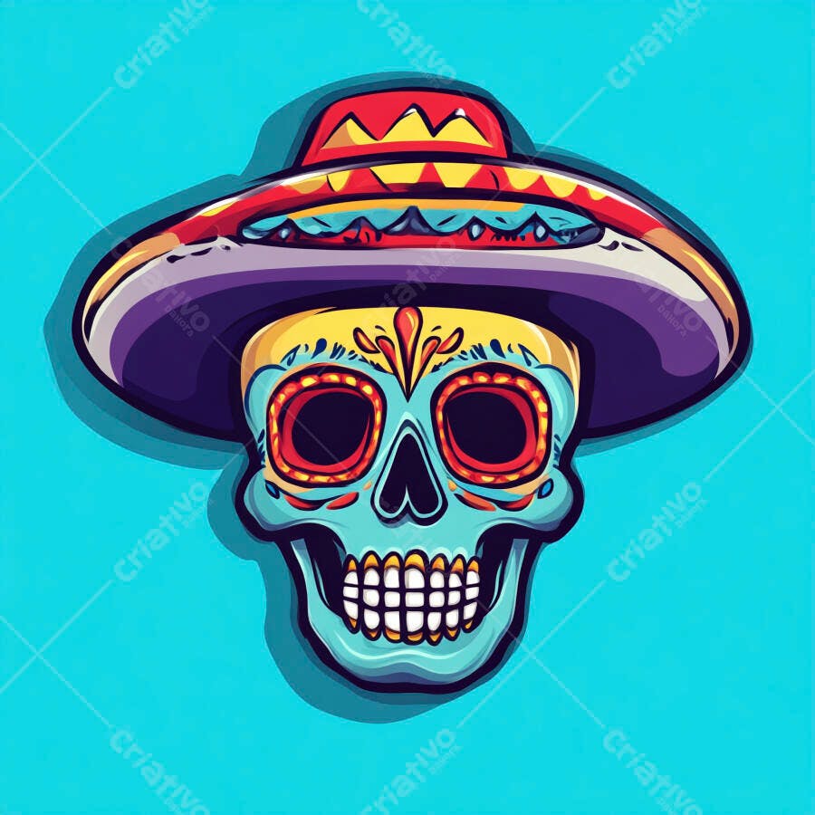 Caveira Mexicana com Sombrero